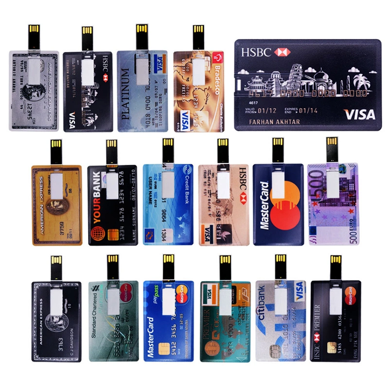 8GB 16GB 32GB Promotion Gift Business Card Shape Bank Card USB Flash Drive Name Card USB Pen Drive