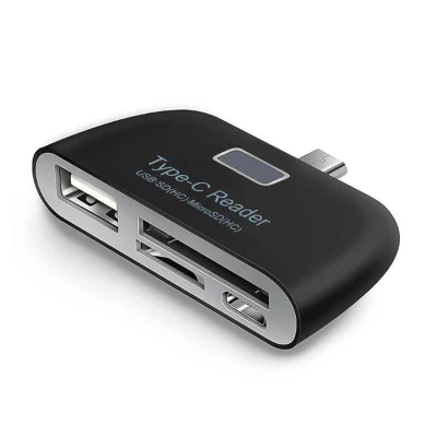 Lecteur de carte de crédit Smartphone Type-C vers adaptateur de carte mémoire Micro-USB/TF/SD USB 2.0 pour tablette de téléphone MacBook